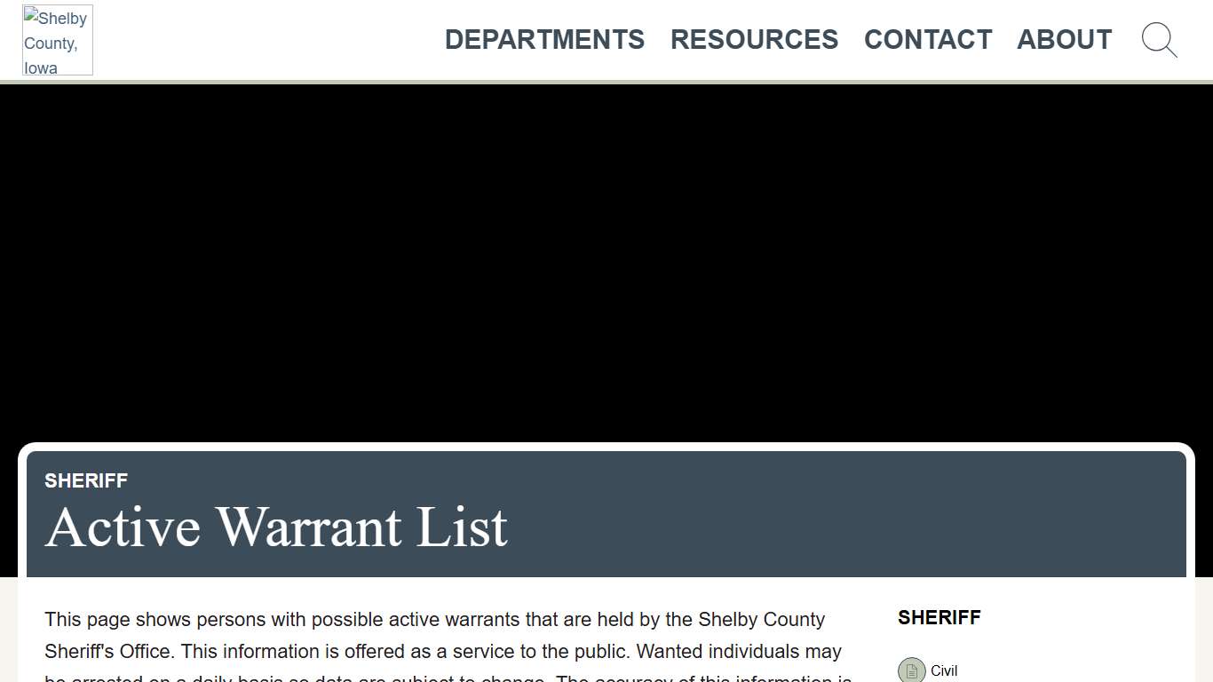 Active Warrant List - Sheriff - Shelby County, Iowa