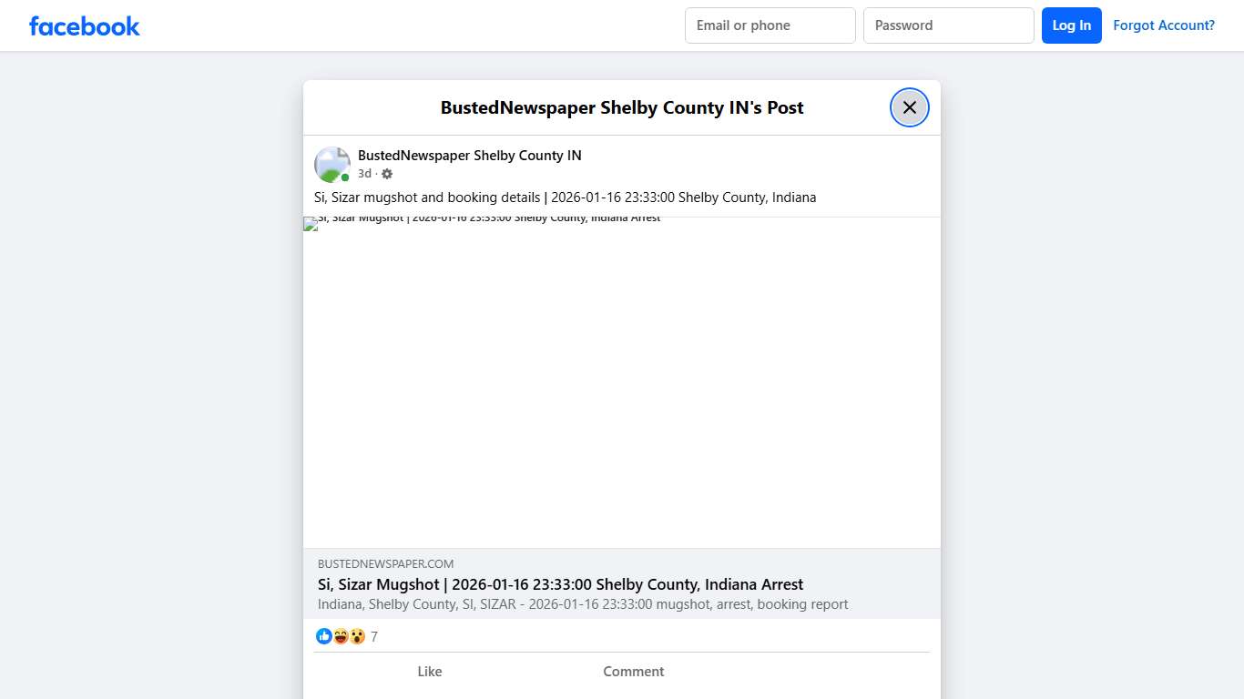 Si, Sizar mugshot and... - BustedNewspaper Shelby County IN | Facebook