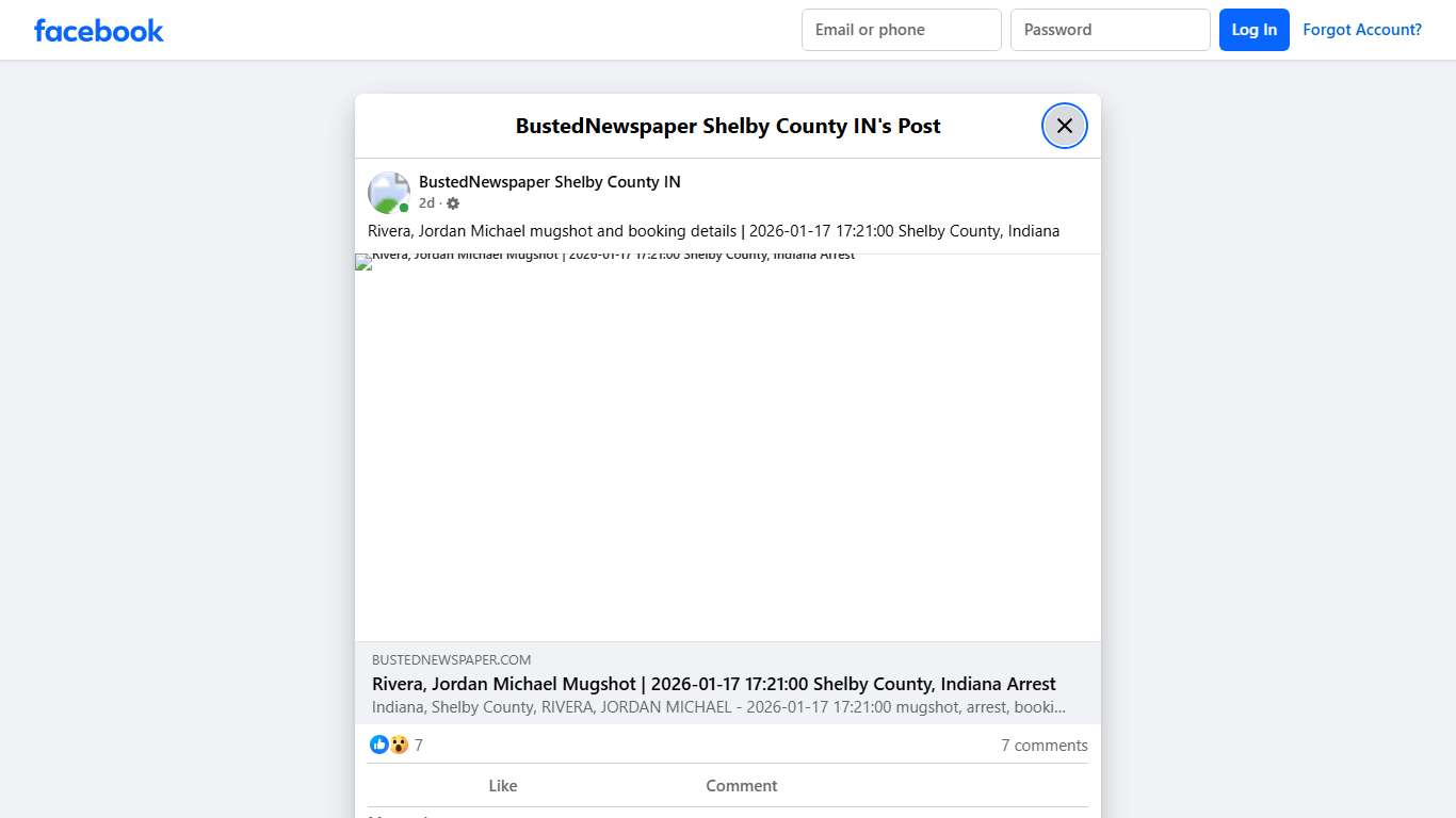Rivera, Jordan Michael... - BustedNewspaper Shelby County IN | Facebook